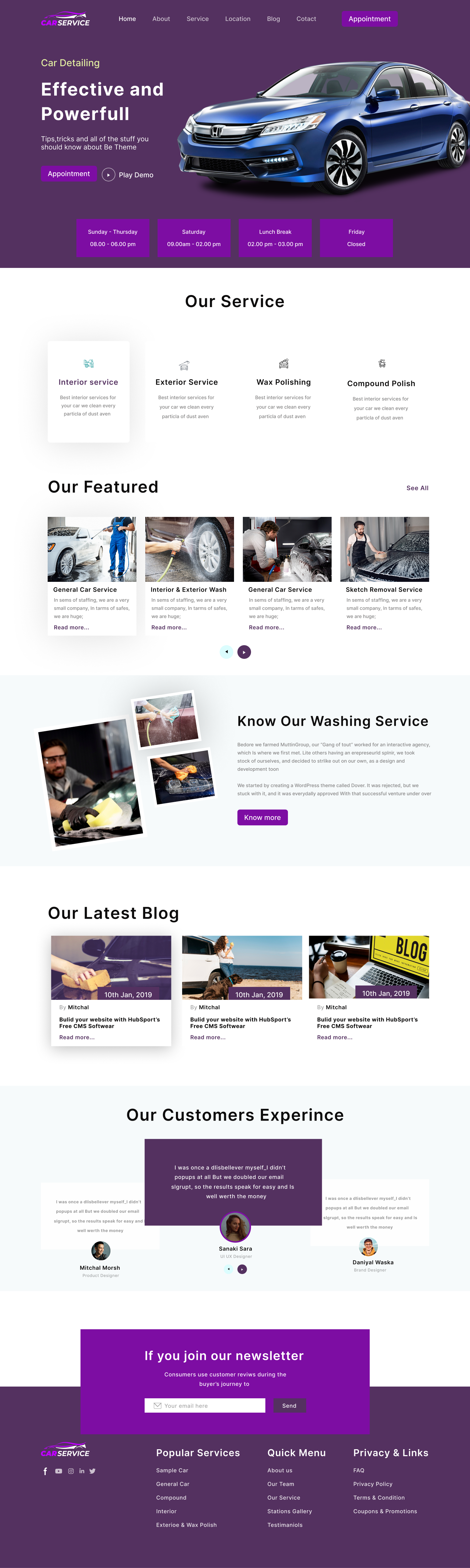 Car Service landing page design