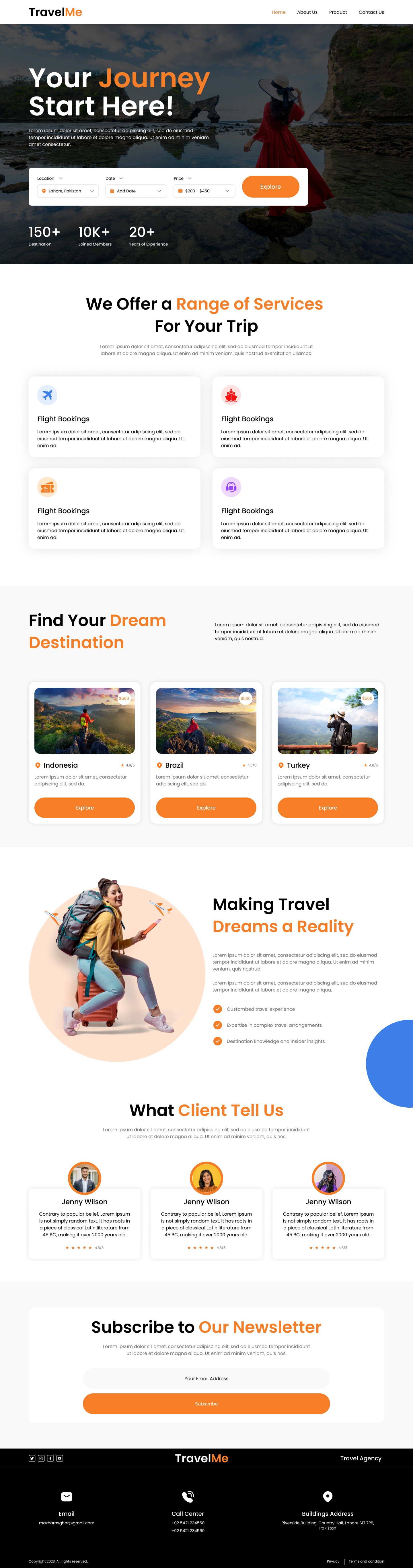 Travel ME landing page